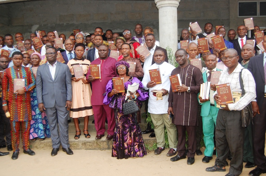 Sola with pastors in Nigeria